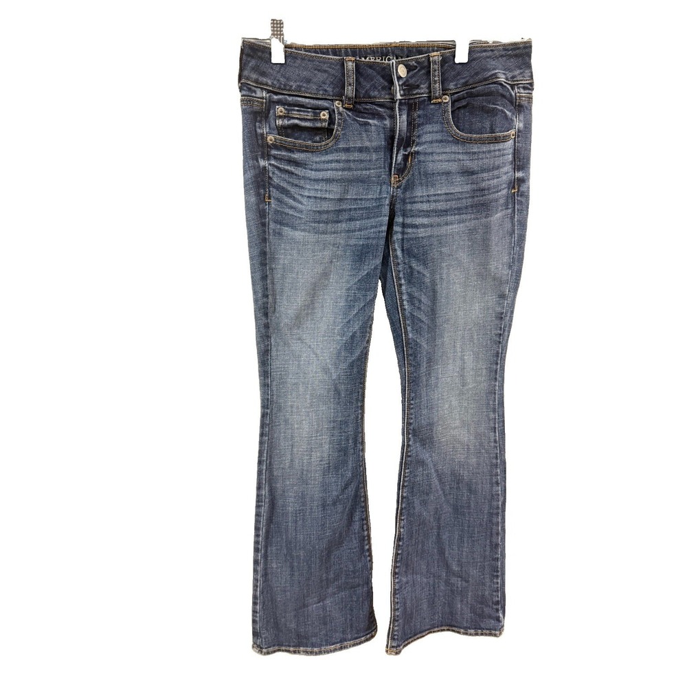 American Eagle Artist Flare Leg Jeans Size 4 (29x31) Dark Blue Stretch